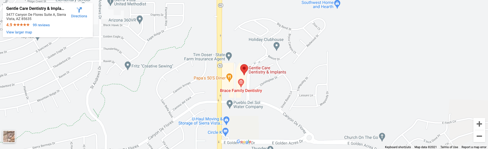 map to practice in Sierra Vista